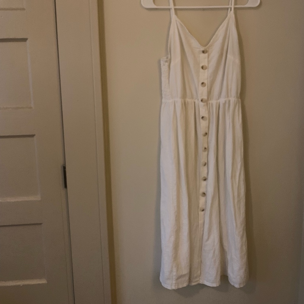 White dress with button down front
